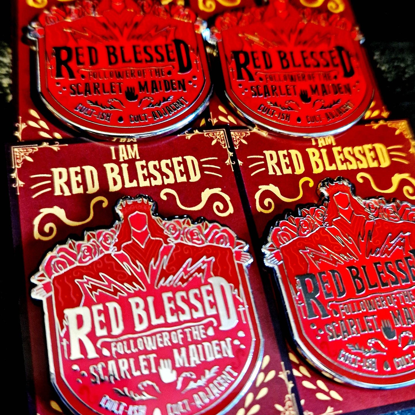 Red Blessed Cult Membership Badge - Painted Devils - Enamel Pin