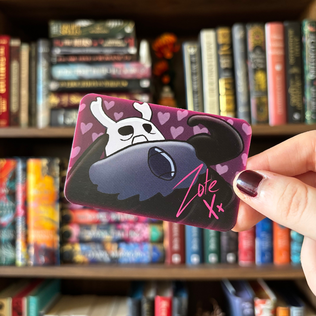 A photocard style art print featuring Zote from the video game Hollow Knight