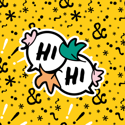 "Hi. Hi." Glossy sticker inspired by Alice Oseman's Heartstopper, designed by LitPins&Co.