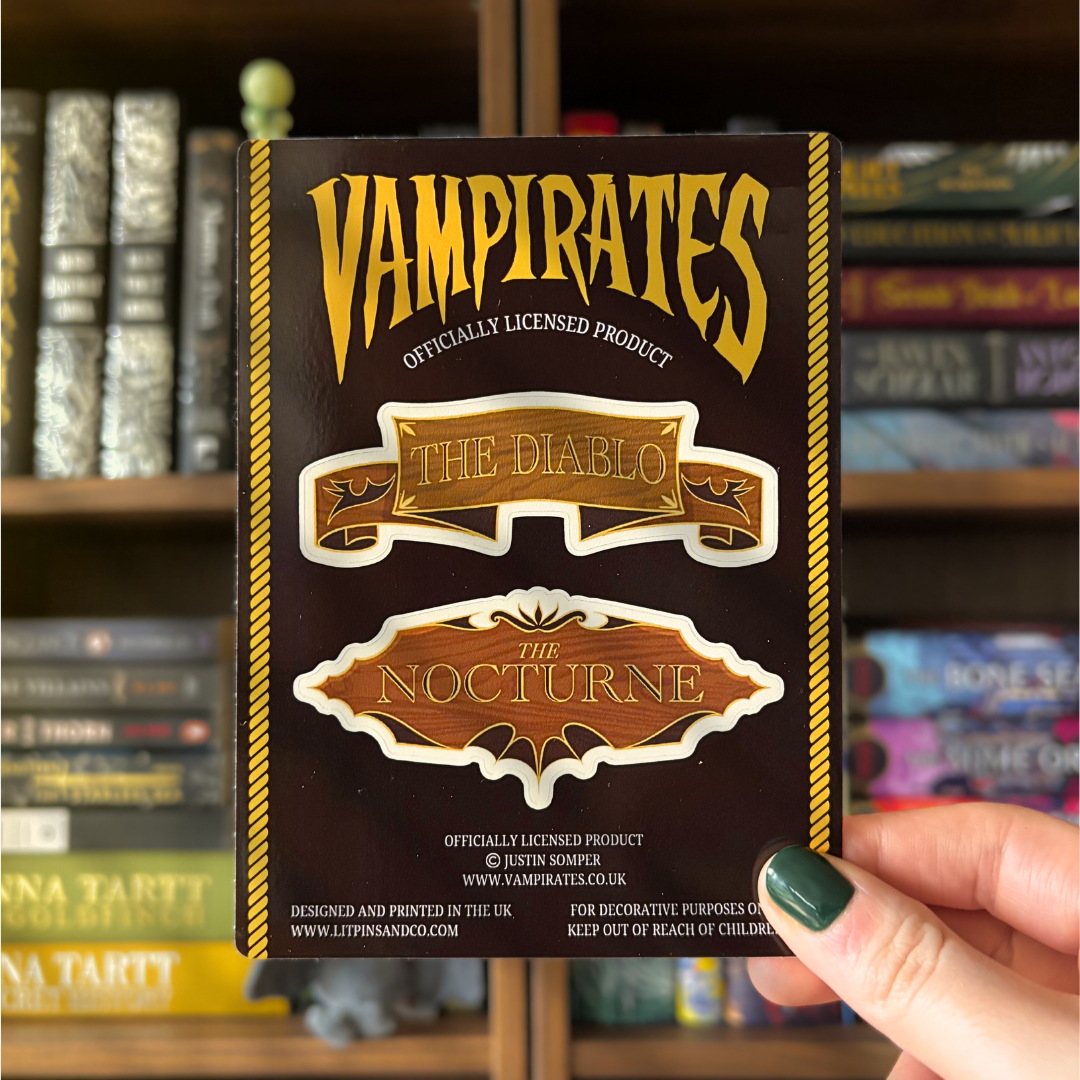 Officially licensed sticker sheet, featuring wooden name plates of two ships - The Diablo and The Nocturne