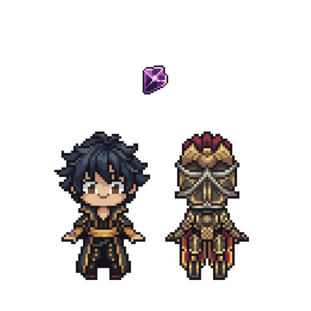 Pixel artwork shaker keychain charms inspired by Gortash from Baldur’s Gate