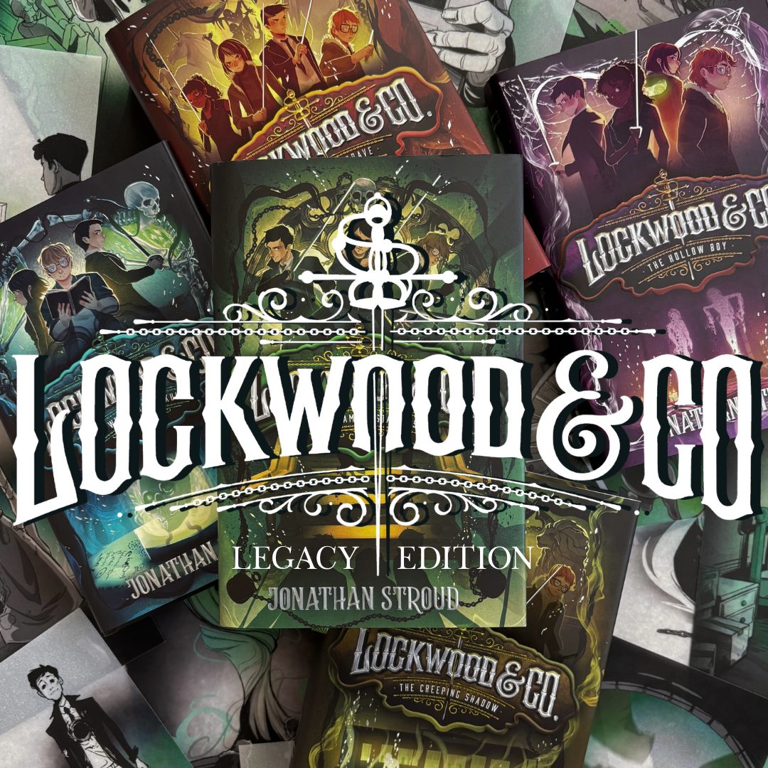 Text reads "Lockwood&Co Legacy Edition," against a background of LitPins&Co legacy edition Lockwood books.