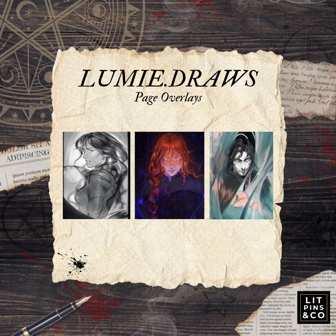 Promotional graphic for 'The Incandescent' LitPins&Co special edition featuring artwork by Patricia Gutierrez