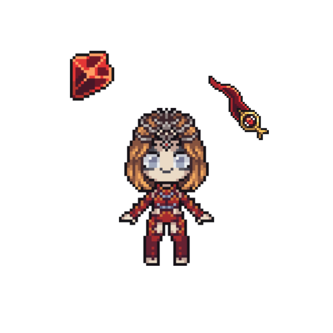 Pixel artwork shaker keychain charms inspired by Orin from Baldur’s Gate