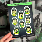 Officially licensed Lockwood&Co sticker sheet featuring the various expressions of the Skull