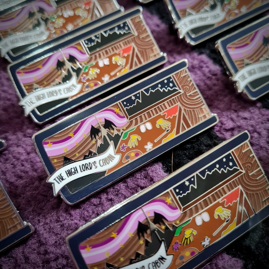 The High Lord's Cabin build your own book stack enamel pin inspired by Sarah J Maas A Court of Throne and Roses series