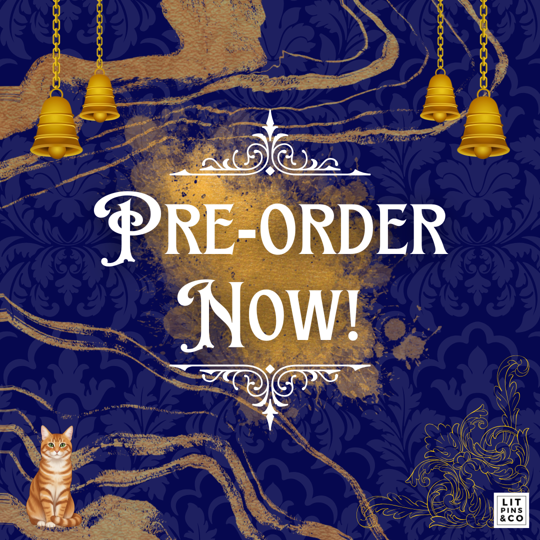 Promotional graphic for LitPins&Co's special edition of A Market of Dreams and Destiny, which features white text on a blue and gold background.