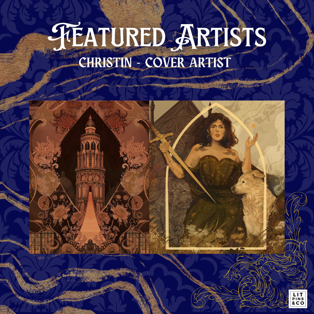 Promotional graphic for LitPins&Co's special edition of A Market of Dreams and Destiny, which features white text on a blue and gold background.