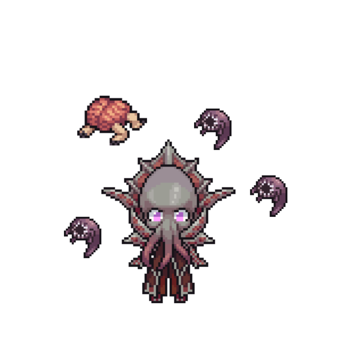 Pixel artwork shaker keychain charms inspired by The Emperor from Baldur’s Gate 3