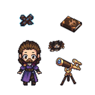 Pixel artwork shaker keychain charms inspired by Gale from Baldur’s Gate 3