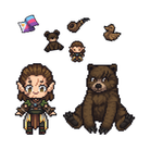 Pixel artwork shaker keychain charms inspired by Halsin from Baldur’s Gate 3