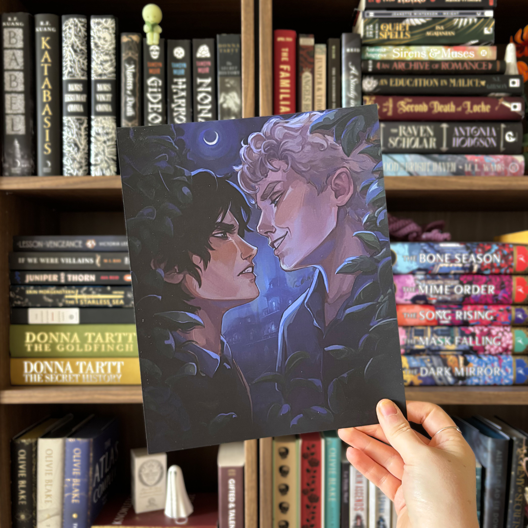 Blue toned art print featuring the front cover artwork of the LitPins&Co special edition of Hazelthorn by CG Drews