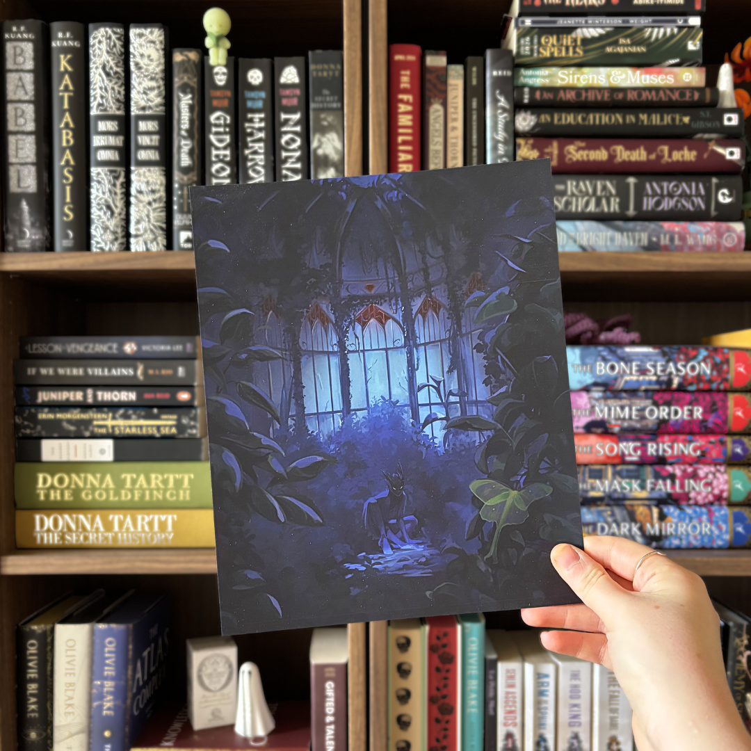 Blue toned art print featuring the front cover artwork of the LitPins&Co special edition of Hazelthorn by CG Drews