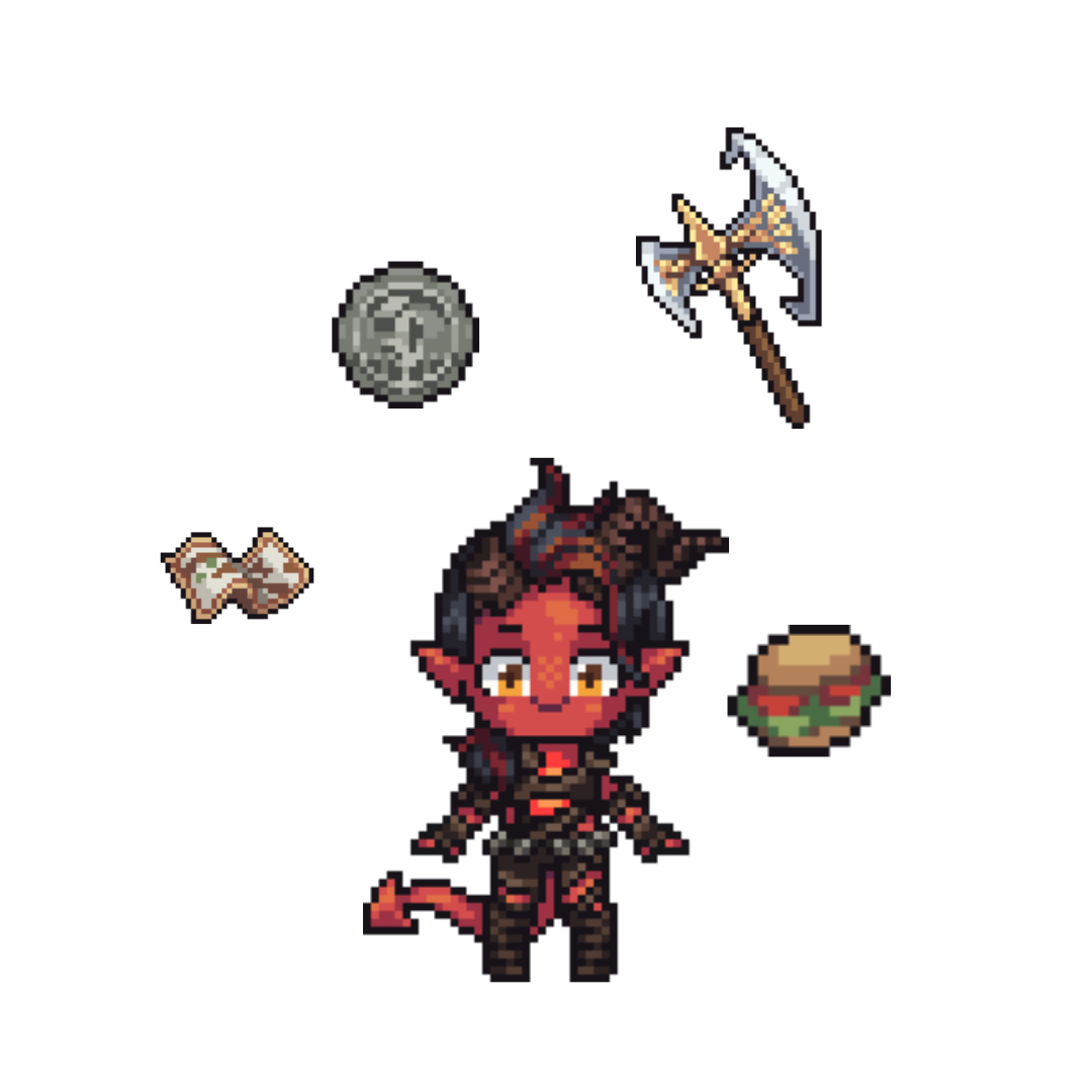 Pixel artwork shaker keychain charms inspired by Karlach from Baldur’s Gate 3