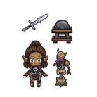 Pixel artwork shaker keychain charms inspired by Lae’zel from Baldur’s Gate 3