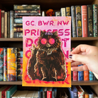 Art print inspired by Dungeon Crawler Carl, depicting Princess Donut on a pick and orange background