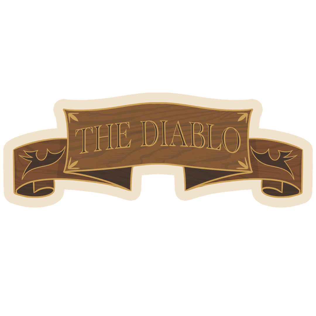 Officially licensed Vampirates sticker depicting the wooden name plate of The Diablo