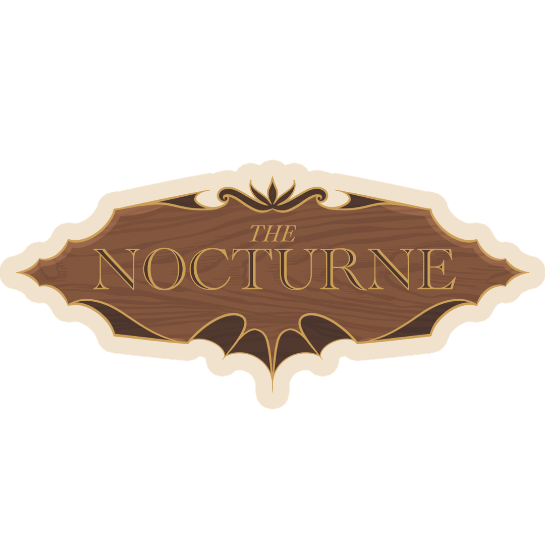 Officially licensed Vampirates sticker depicting the wooden name plate of The Nocturne