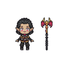 Pixel artwork shaker keychain charms inspired by Cazador from Baldur’s Gate 