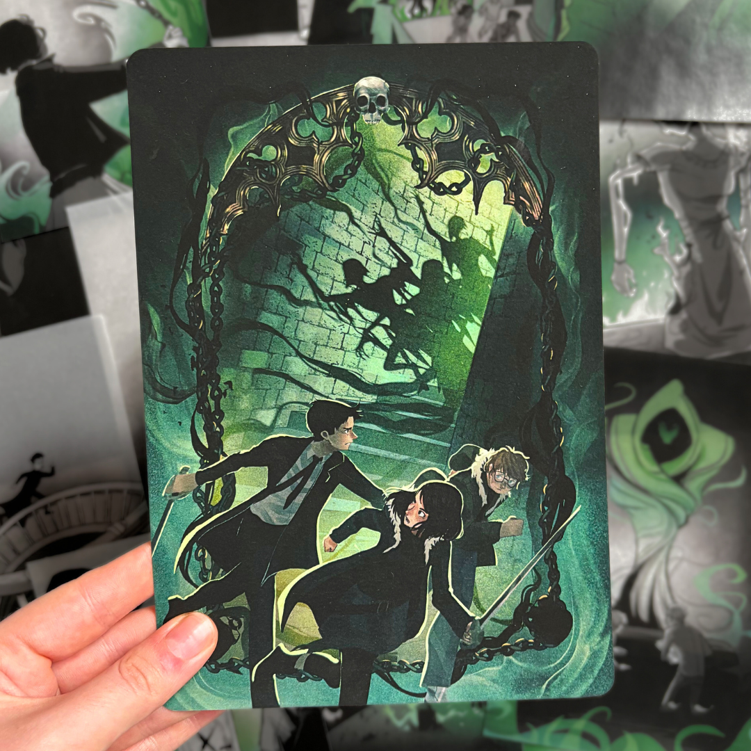 Officially licensed Lockwood&Co art print, featuring artwork from the LitPins&Co legacy edition set of Lockwood&Co by Jonathan Stroud.