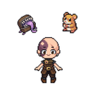 Pixel artwork shaker keychain charms inspired by Minsc from Baldur’s Gate 3