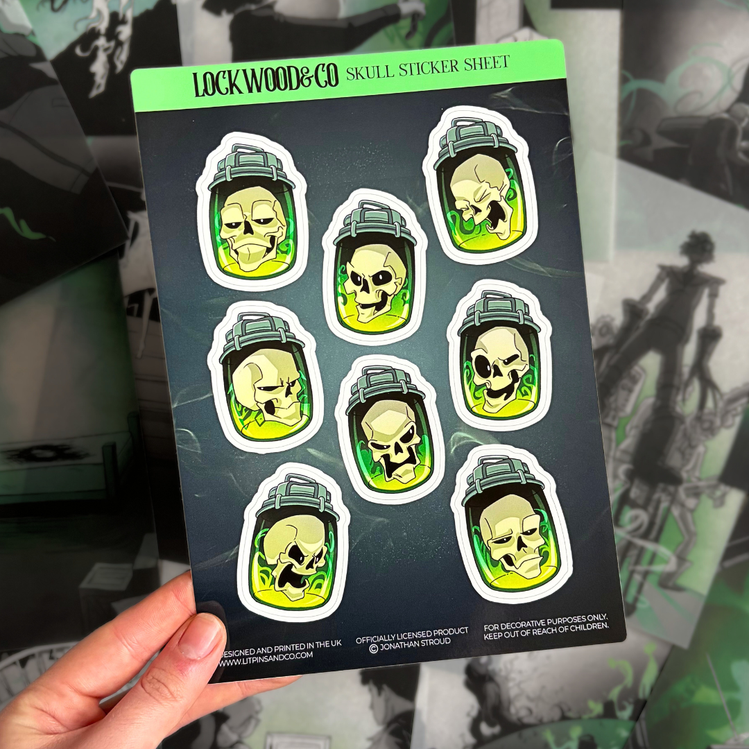 Officially licensed Lockwood&Co sticker sheet featuring the various expressions of the Skull