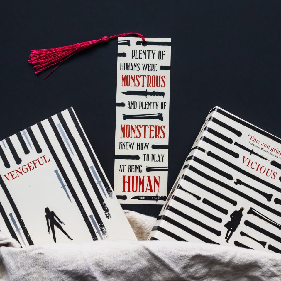 Plenty of Humans Were Monstrous . Vicious and Vengeful by V.E Schwab inspired bookmarks with red tassel. 