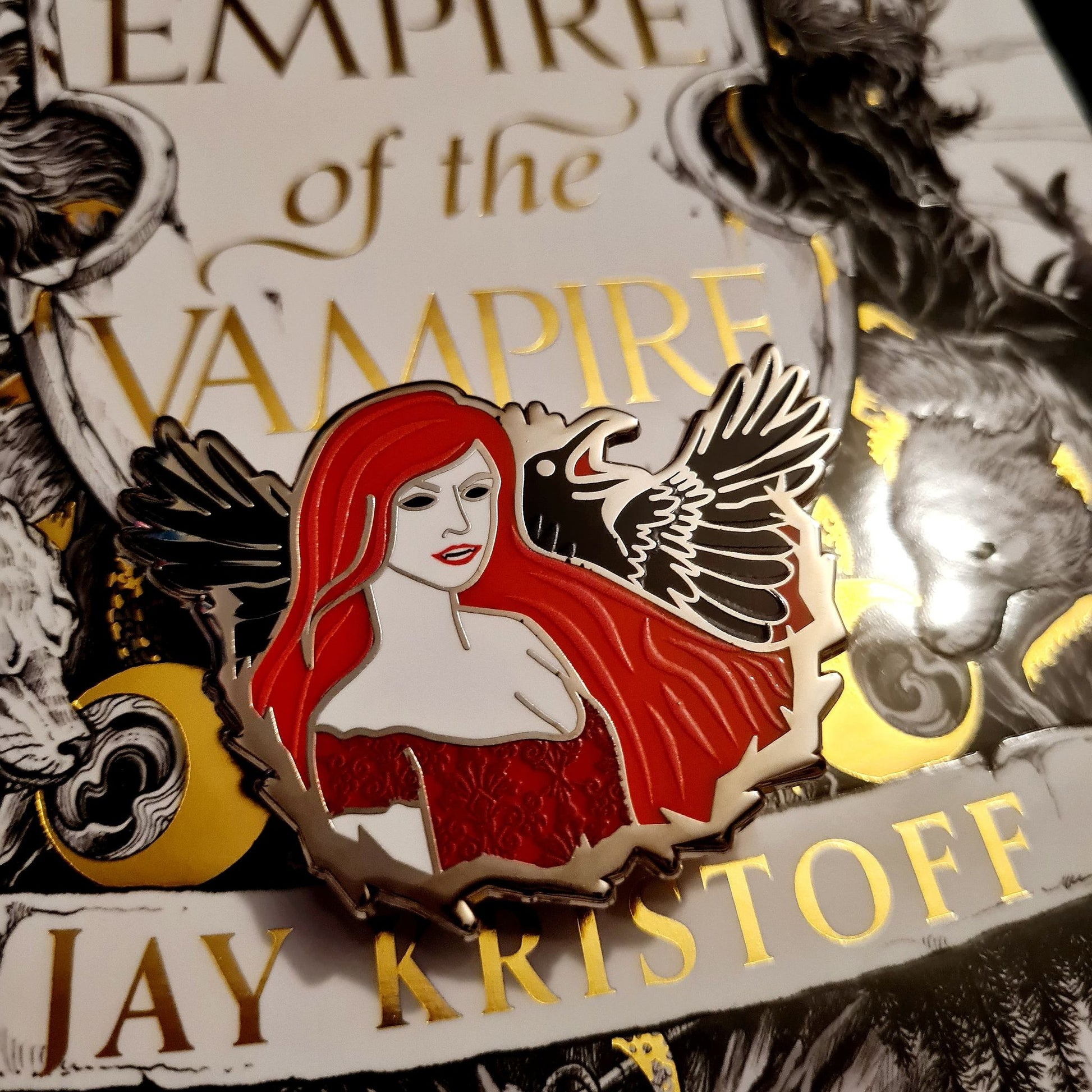 The Wraith in Red Enamel Pin inspired by Jay Kristoff's The Empire of the Vampire series.