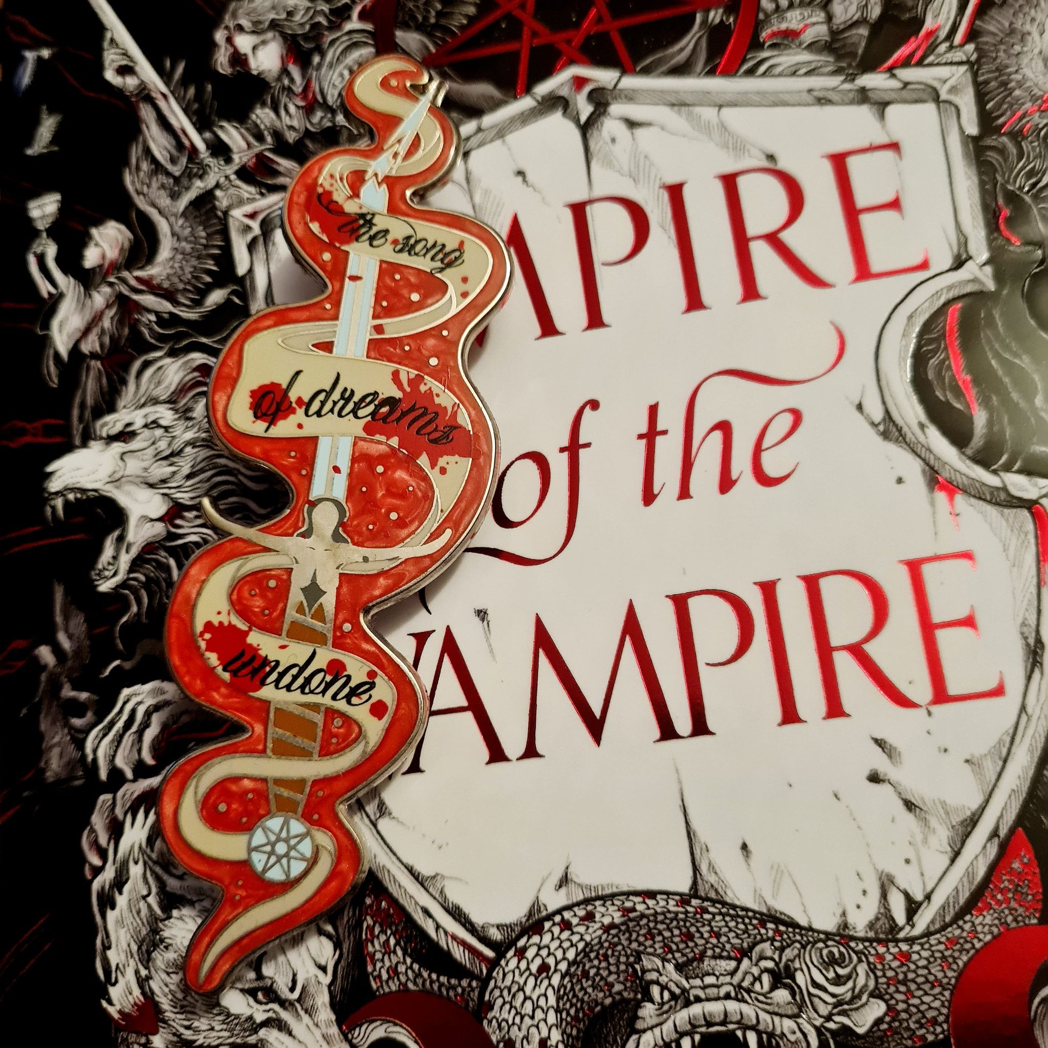 The songs of dreams undone. The Empire of the Vampire by Kay Kristoff Bloody Ashdrinker wooden bookmark. 