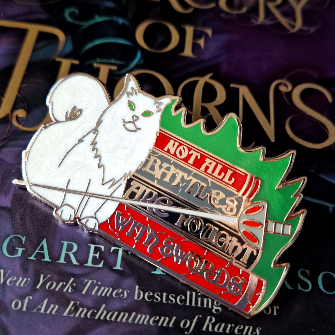 &quot;Not all battles are fought with swords.&quot; Enamel Pin inspired by Margaret Rogerson&#39;s Sorcery of Thorns