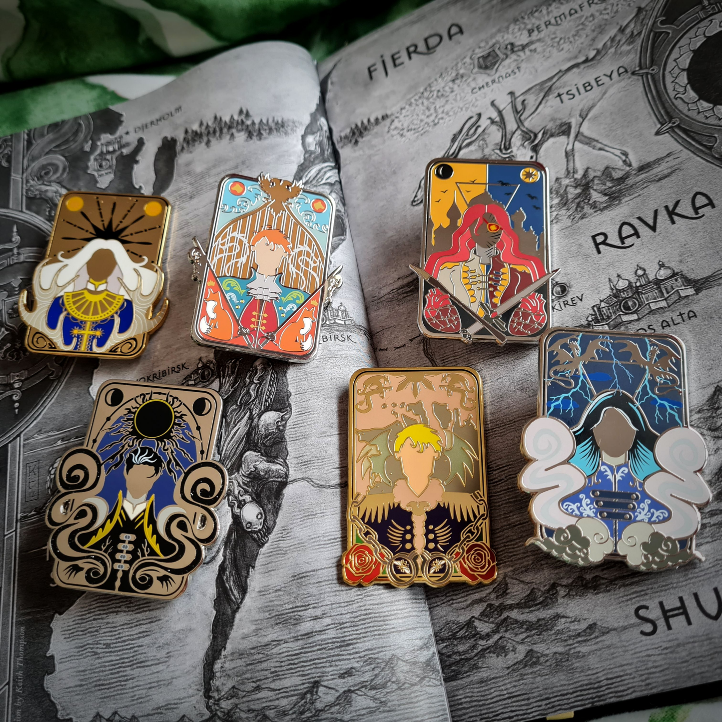 The Light and The Dark Enamel Pin Collection inspired by the Grishaverse and Leigh Bardugo's Shadow and Bone
