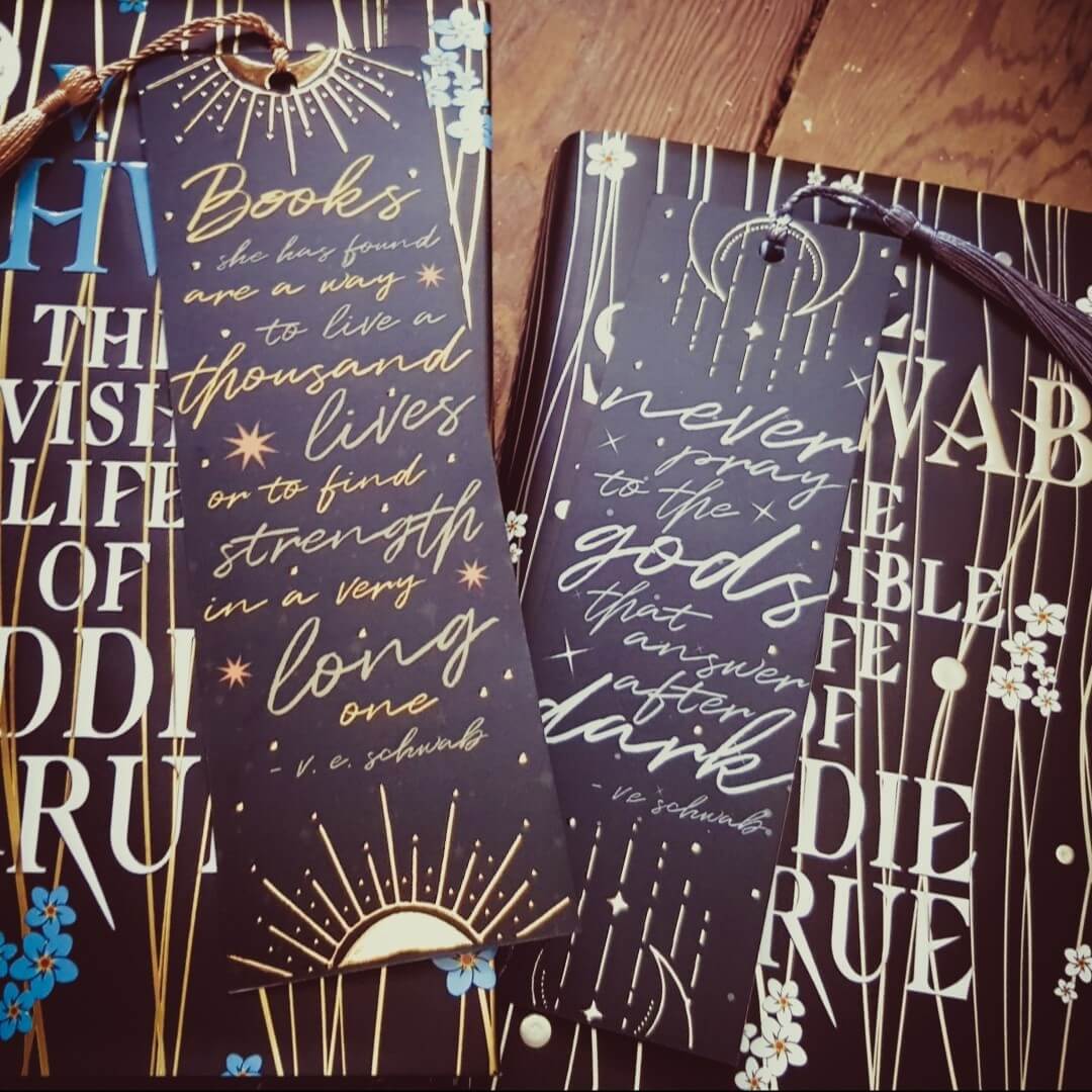 Never Pray bookmark with a silver tassel inspired by The Invisible Life of Addie LaRue by V.E Schwab